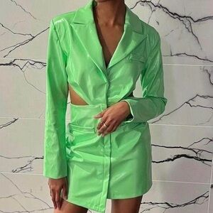 Neon Green Cutout Blazer Dress